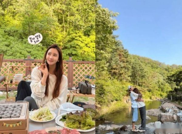 李多海宣布怀孕后，晒出了与丈夫崔东旭的露营近况