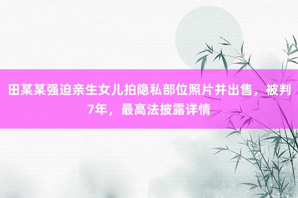 田某某强迫亲生女儿拍隐私部位照片并出售，被判7年，最高法披露详情