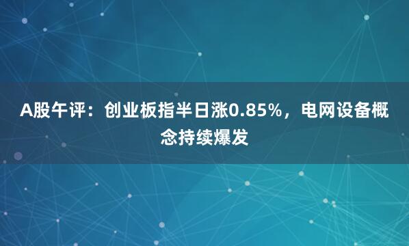 A股午评：创业板指半日涨0.85%，电网设备概念持续爆发
