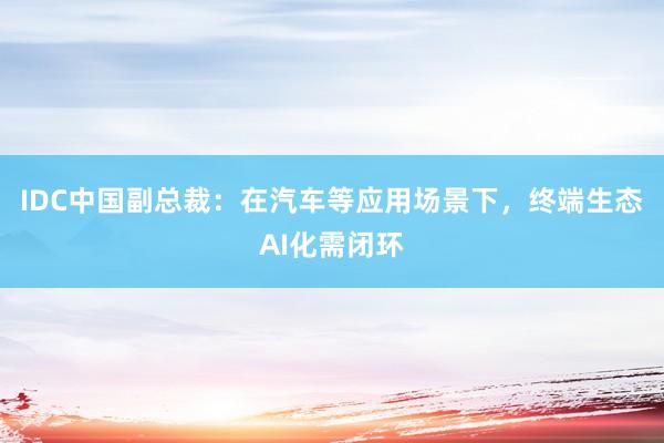 IDC中国副总裁：在汽车等应用场景下，终端生态AI化需闭环