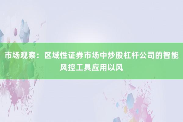 市场观察：区域性证券市场中炒股杠杆公司的智能风控工具应用以风