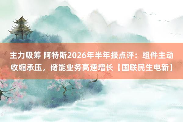 主力吸筹 阿特斯2026年半年报点评：组件主动收缩承压，储能业务高速增长【国联民生电新】