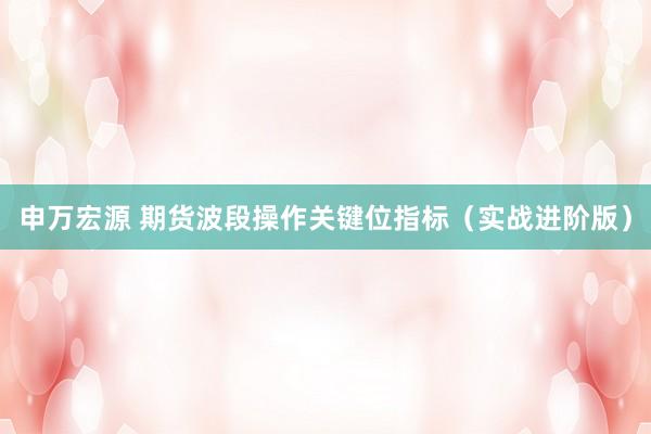 申万宏源 期货波段操作关键位指标（实战进阶版）